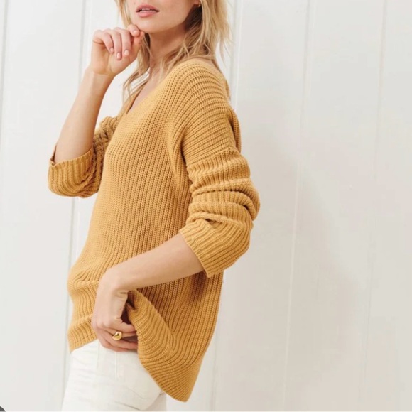 Jenni Kayne Cabin Sweater in Mustard V-Neck - Picture 11 of 13